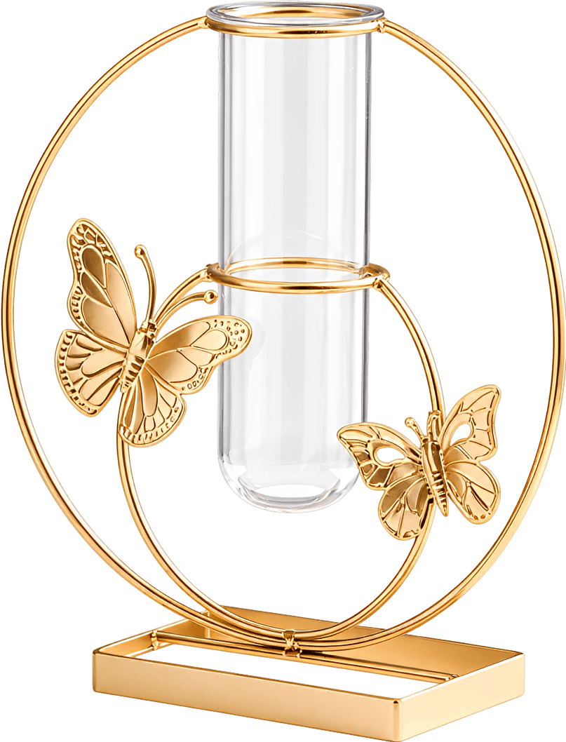 3D蝴蝶金色水培玻璃花瓶