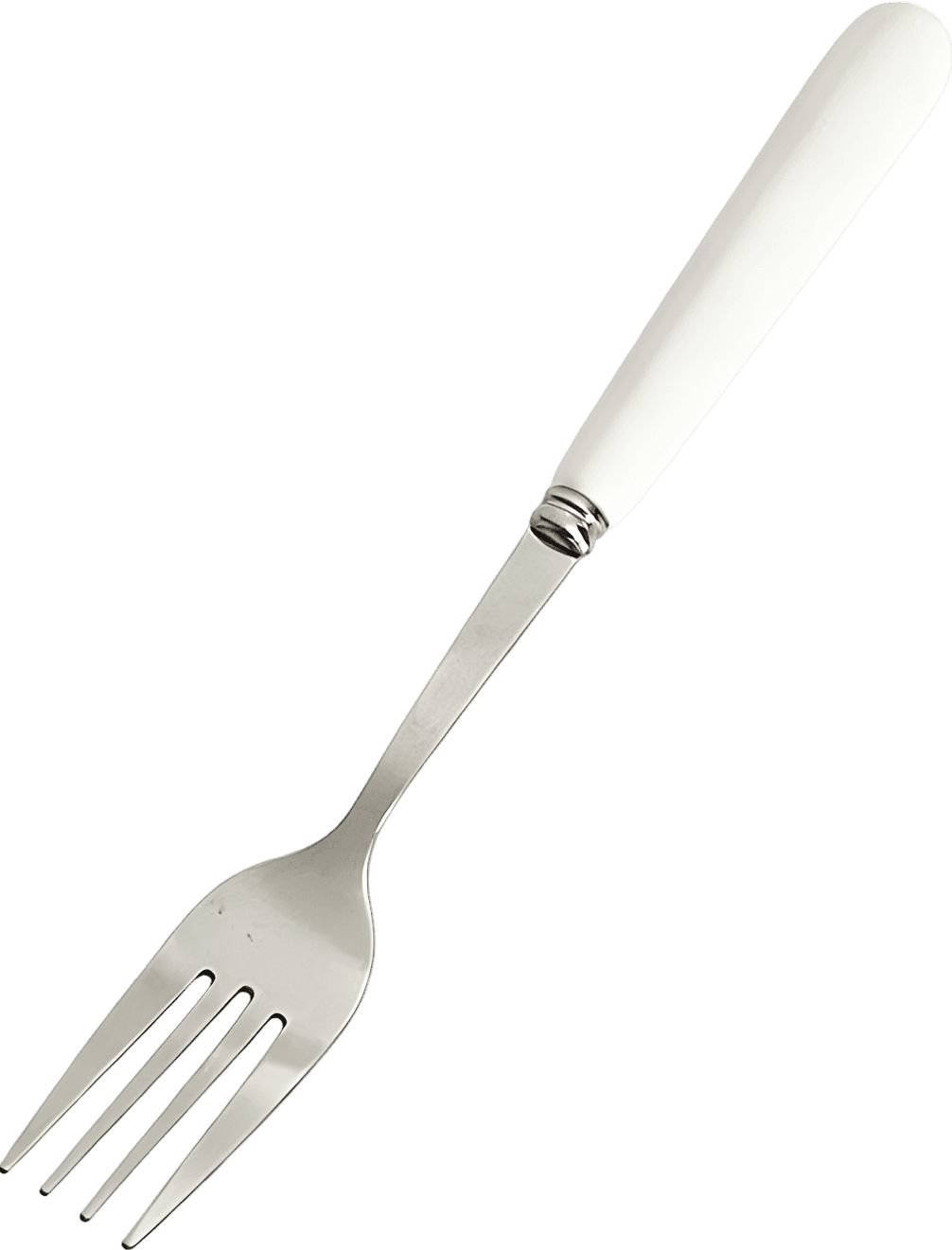 极简白陶瓷手柄不锈钢餐叉