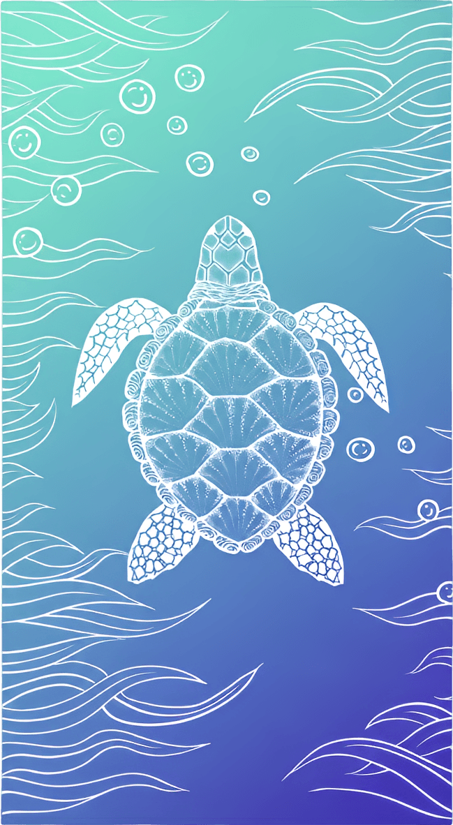 海龟印花超细纤维沙滩巾两件套