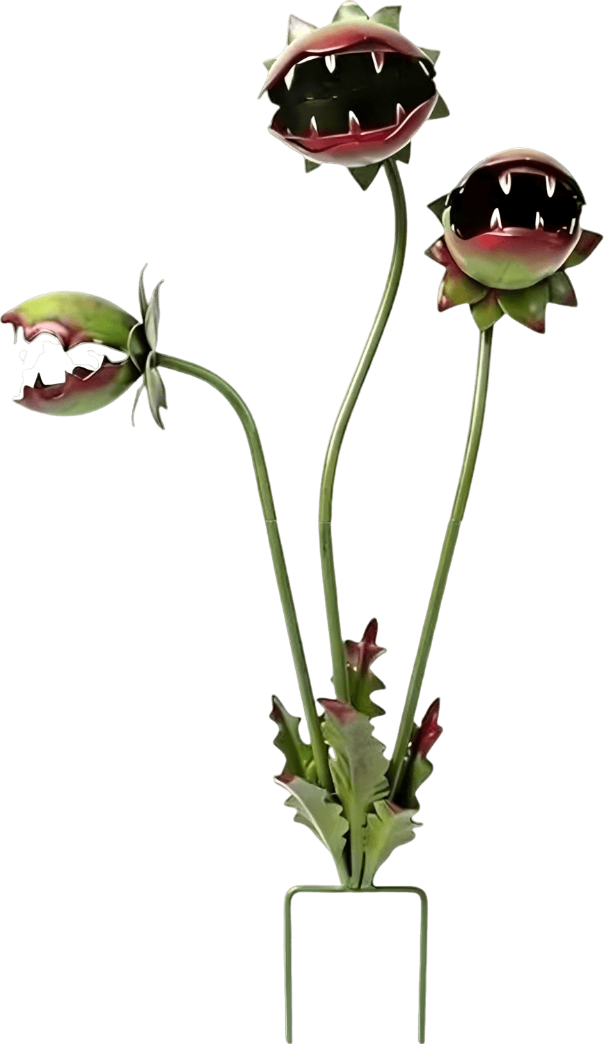 怪诞美学:食肉植物捕蝇草铁艺花园插牌